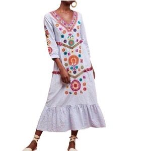 Anthropologie Stellah Genevieve Embroidered Maxi Dress